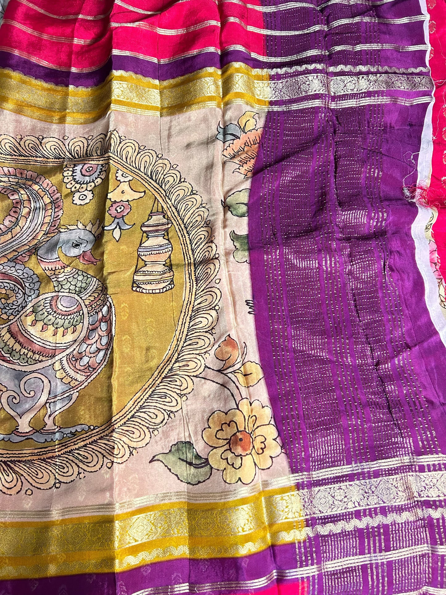 Kalamkari chinon crepe saree
