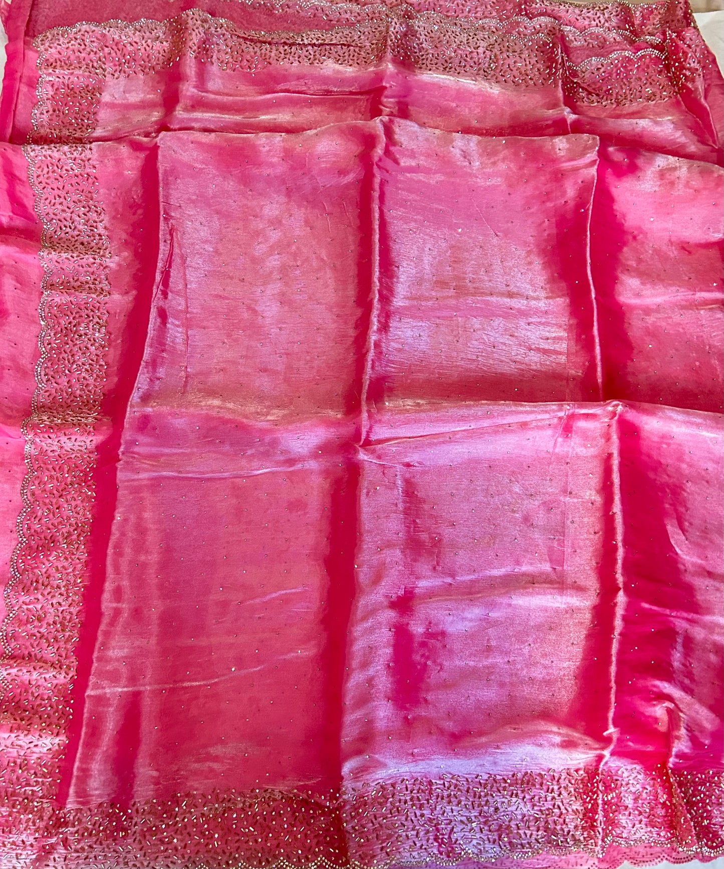 Pink space silk saree