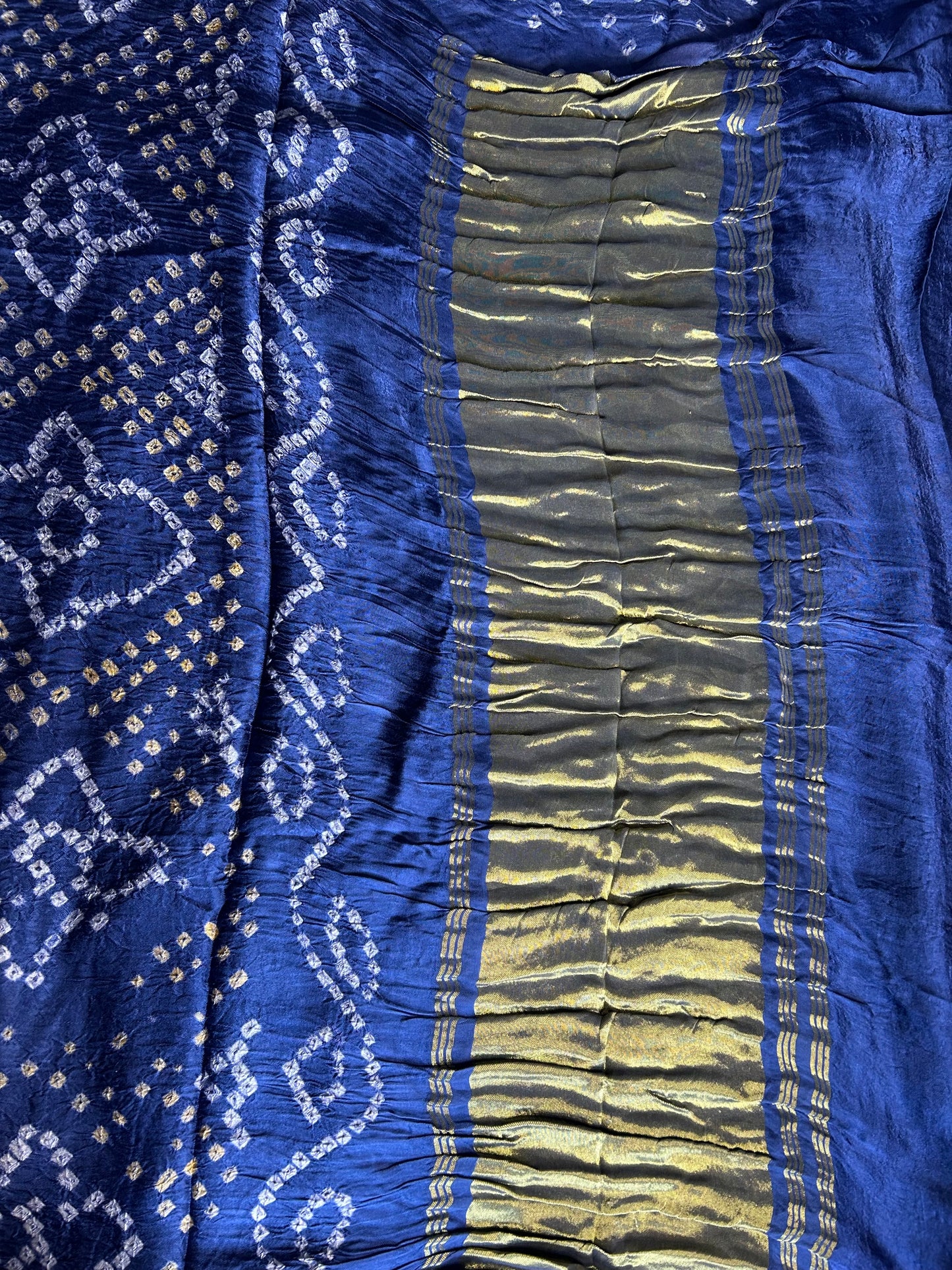 Blue bandhej pure Modal silk saree