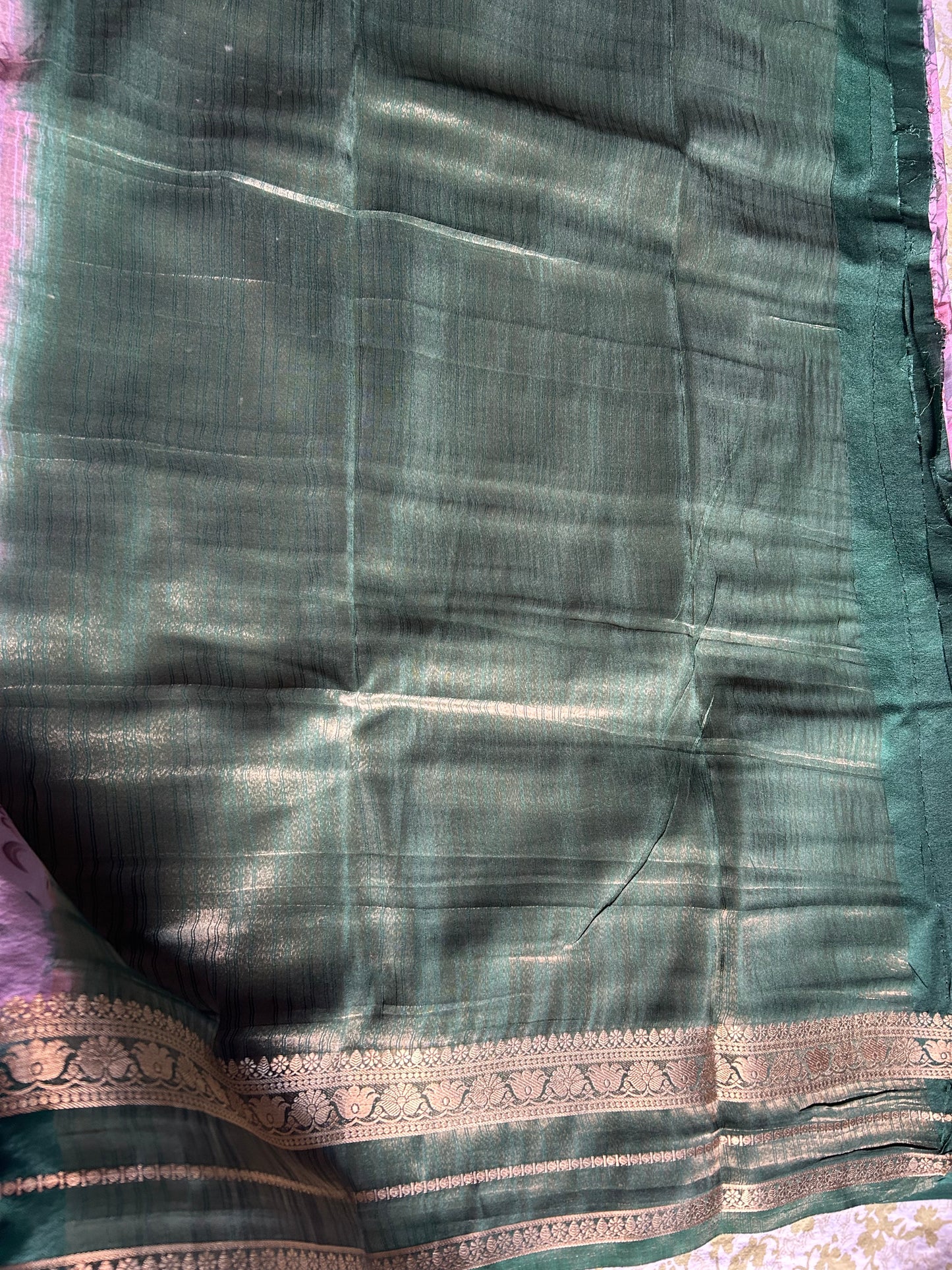 Pink floral semi-Mysore silk crepe saree