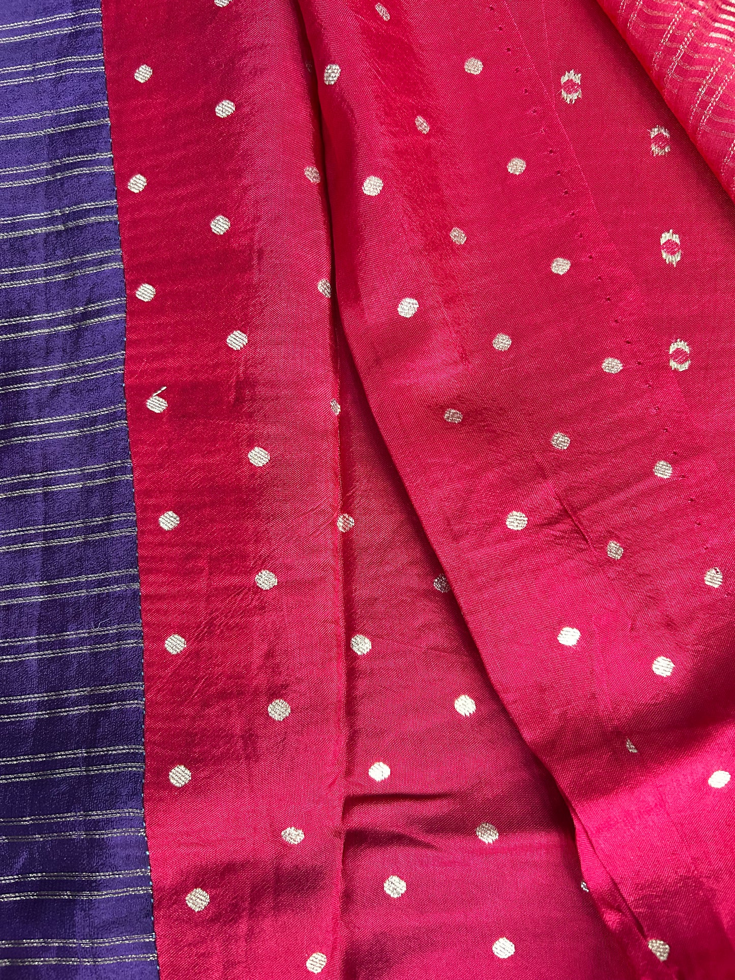 Purple double stripes chinon saree