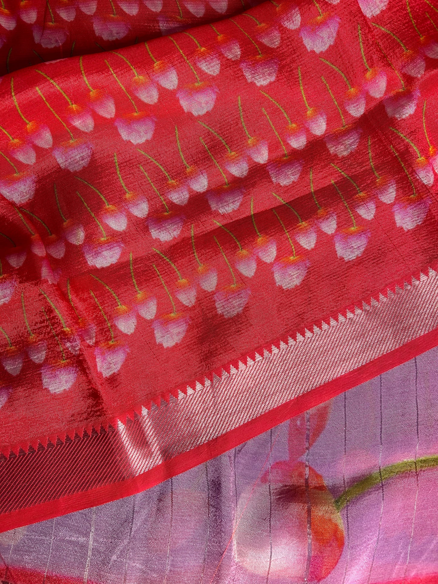 Purple digital print mangalgiri crepe saree