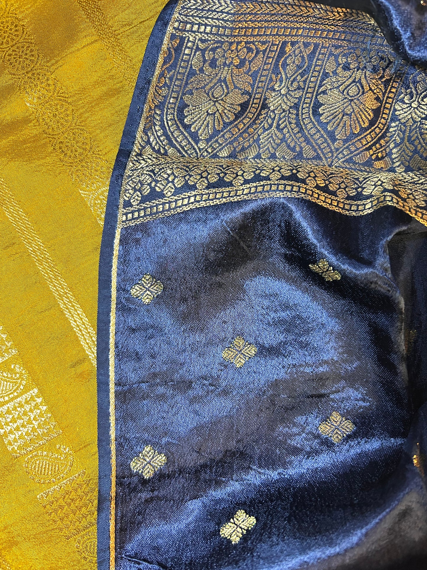 Yellow stripes chinon crepe saree