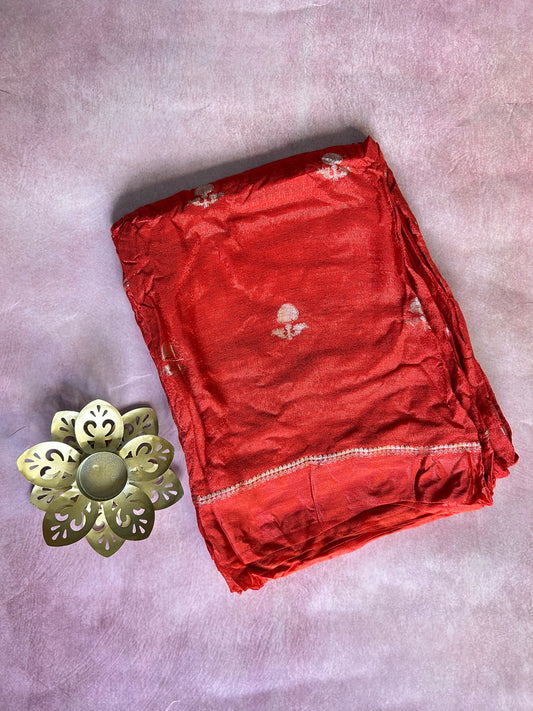 Rust orange jute crepe saree